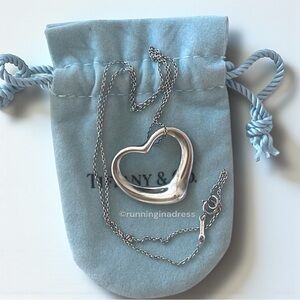 Tiffany & Co Elsa Peretti Large Open Heart Sterling Silver Pendant Necklace